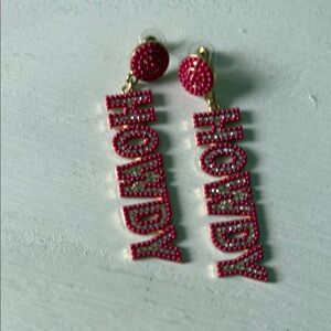 Pink Beaded 'Howdy' Earrings